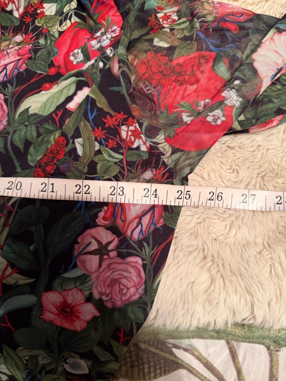 Anthropologie Green Floral Maxi Dress with Pink & Red Blooms - Picture 4 of 6